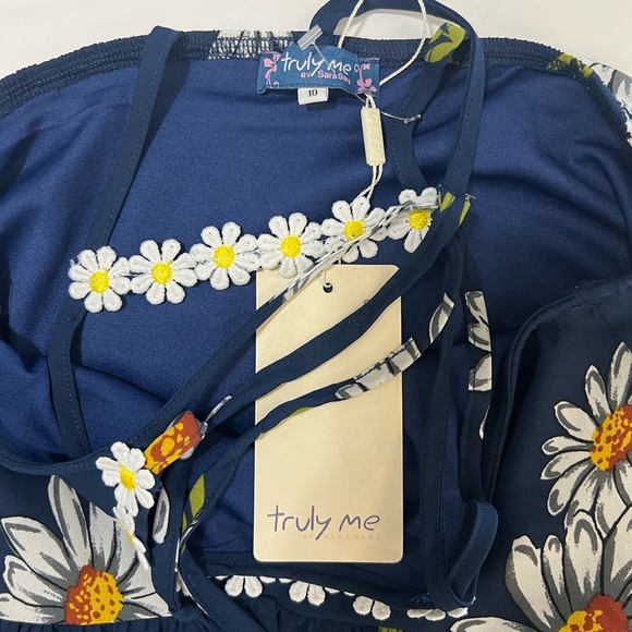 Truly Me Blue and White Sleeveless Halter Sundress - Picture 7 of 8